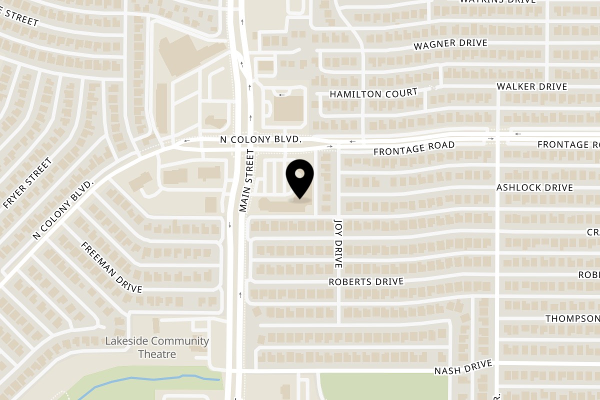 Map showing the location of Roma's Italian Restaurant The Colony on 6700 Main St in The Colony